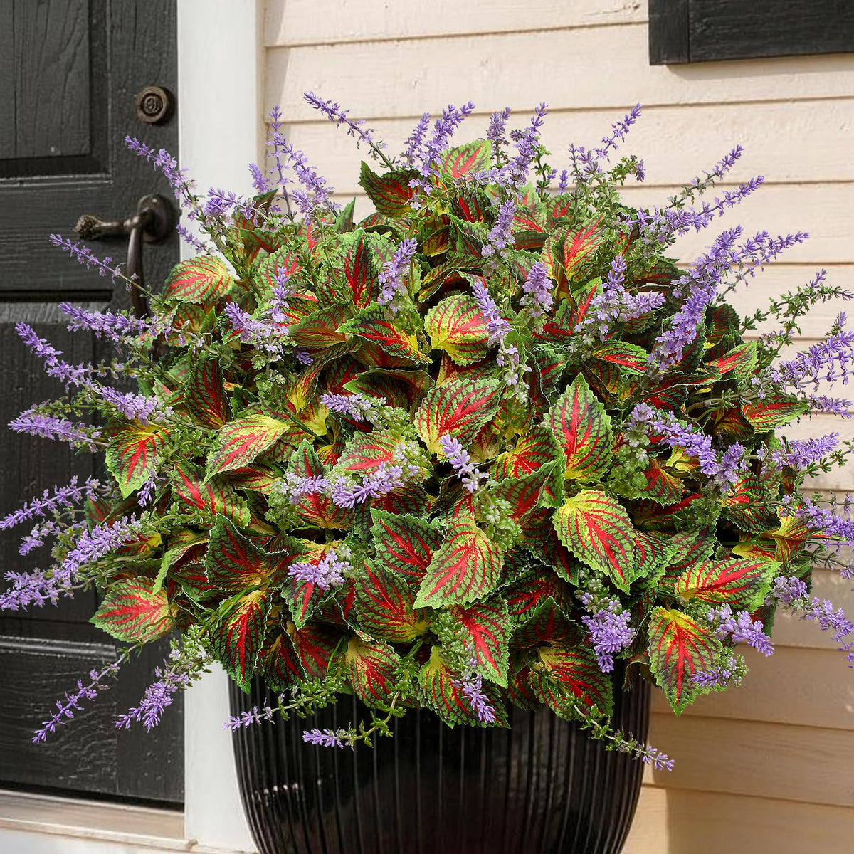 12 Bundles Artificial Coleus Flowers | UV Resistant No Fade Silk Faux Plants | Spring Summer Outdoor Fake Greenery for Garden Patio Planters Front Porch Pathway Decor (Pink)