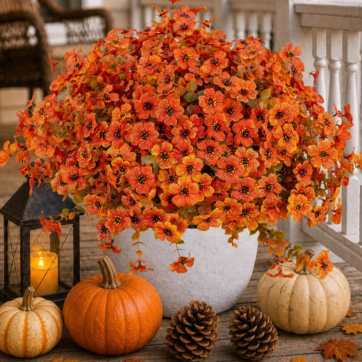 AXYLEX Artificial Flowers for Outdoors, 16 Bundles Fake Plants (Red)