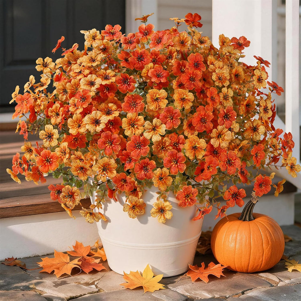 INSPRING Fall Artificial Mums for Outdoors 12 Pcs, UV Resistant Fall Flower