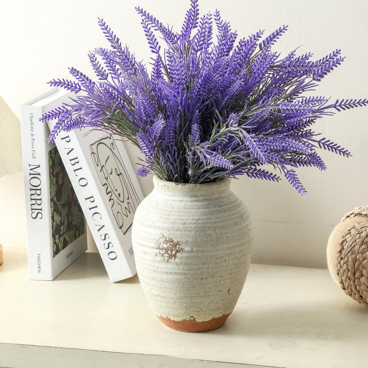 Ceramic Flower Vase, 7.4 Inch Rustic Farmhouse Pottery Decor
