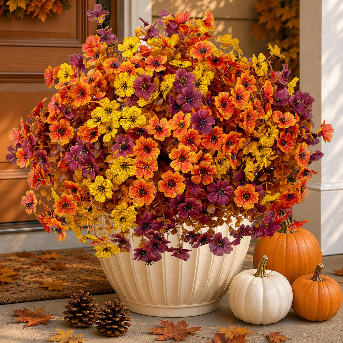 AXYLEX Artificial Flowers for Outdoors, 16 Bundles Fake Plants (Red)