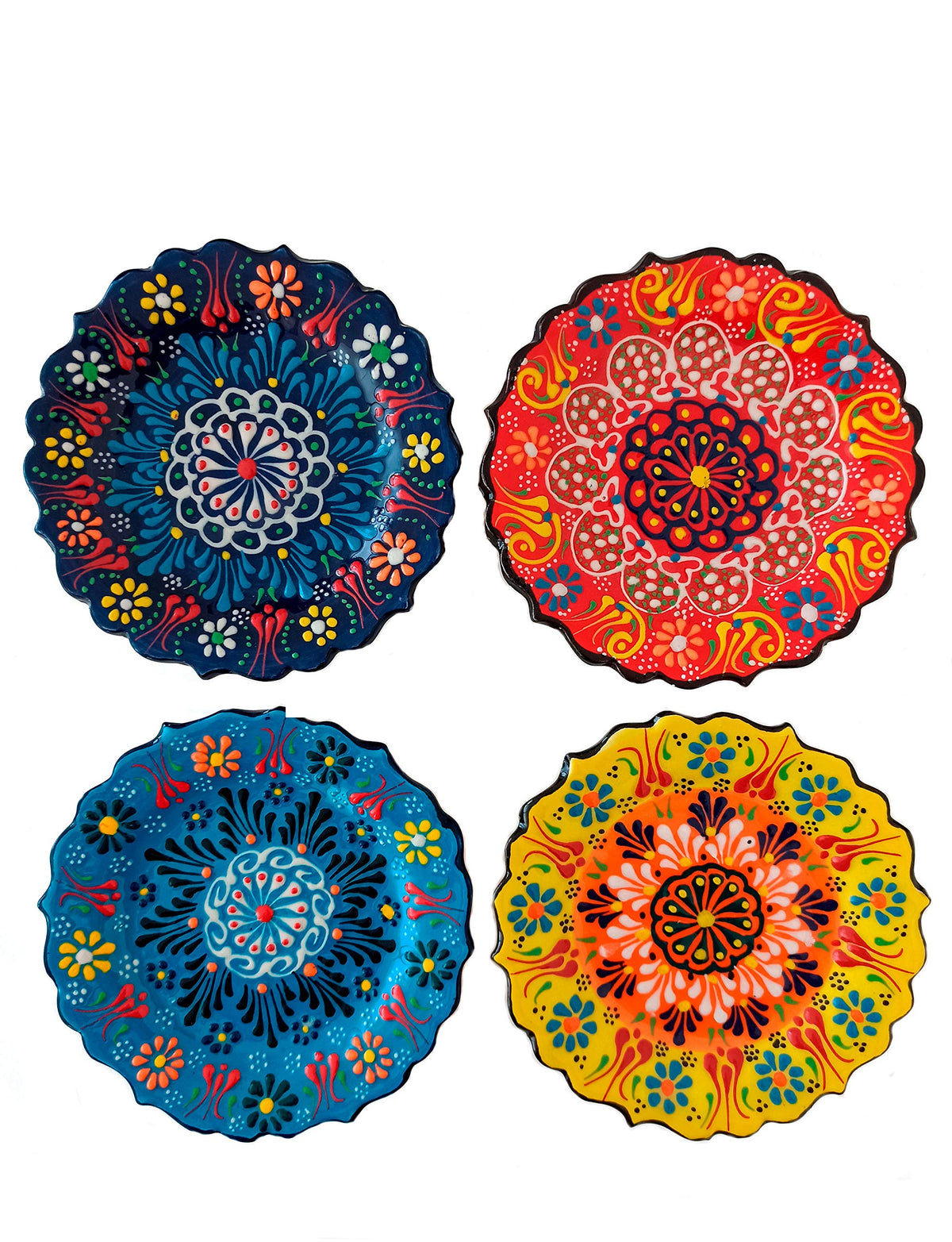Turkish Handmade Ceramic Decorative Plate 7.08” (18 cm) – Hand-Painted Wall Hanging Art, Ottoman Anatolian Motif, Boho Mediterranean Home Decor Accent, Unique Artisan Craft Gift