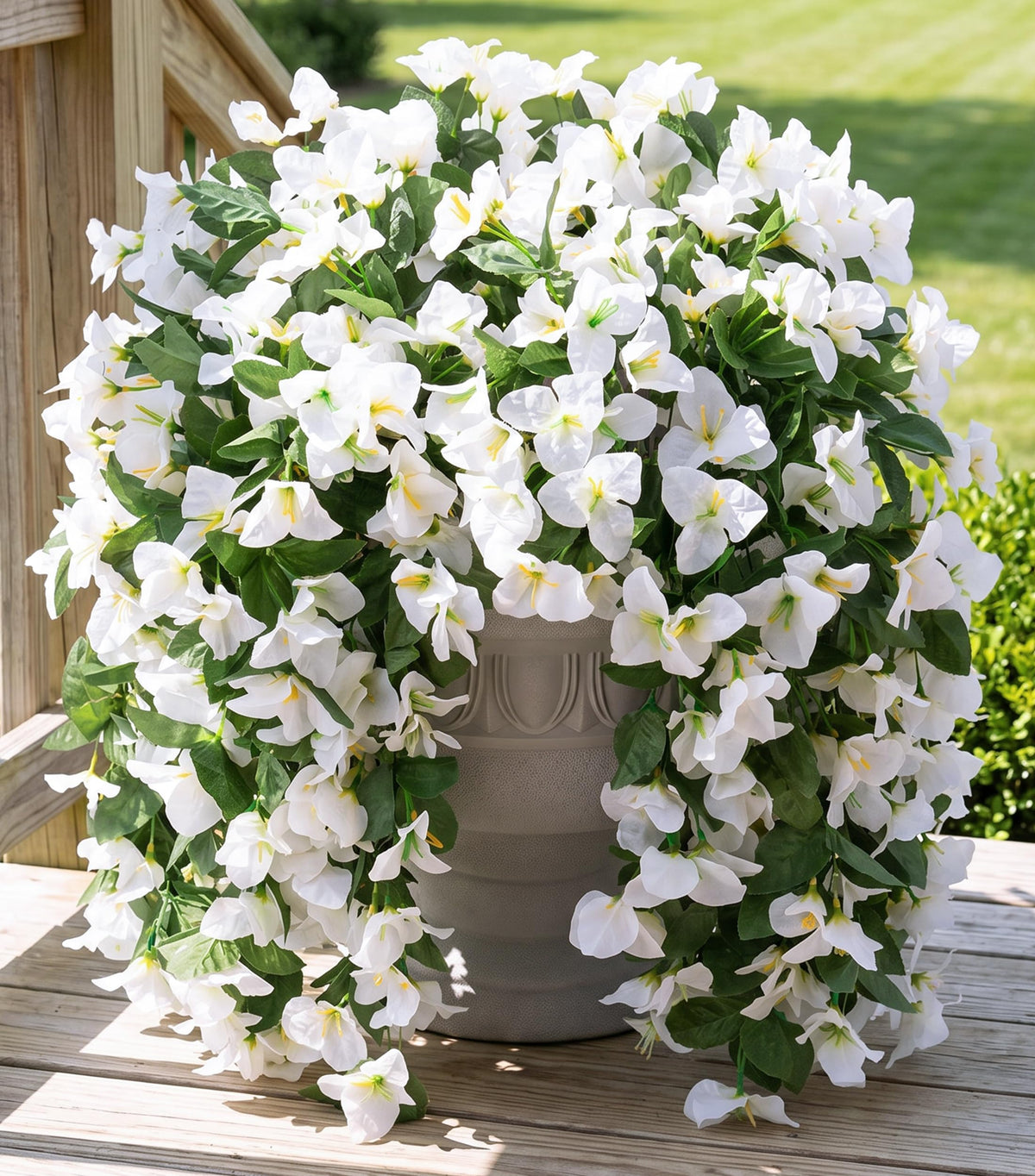 Artificial Bougainvillea Faux Flowers Plants for Outdoors Outside Fall Autumn Decor, 2 PCS Silk Trailing Vines UV Resistant Realistic Orange Fake Flowers for Planter Front Door Porch Patio Balcony