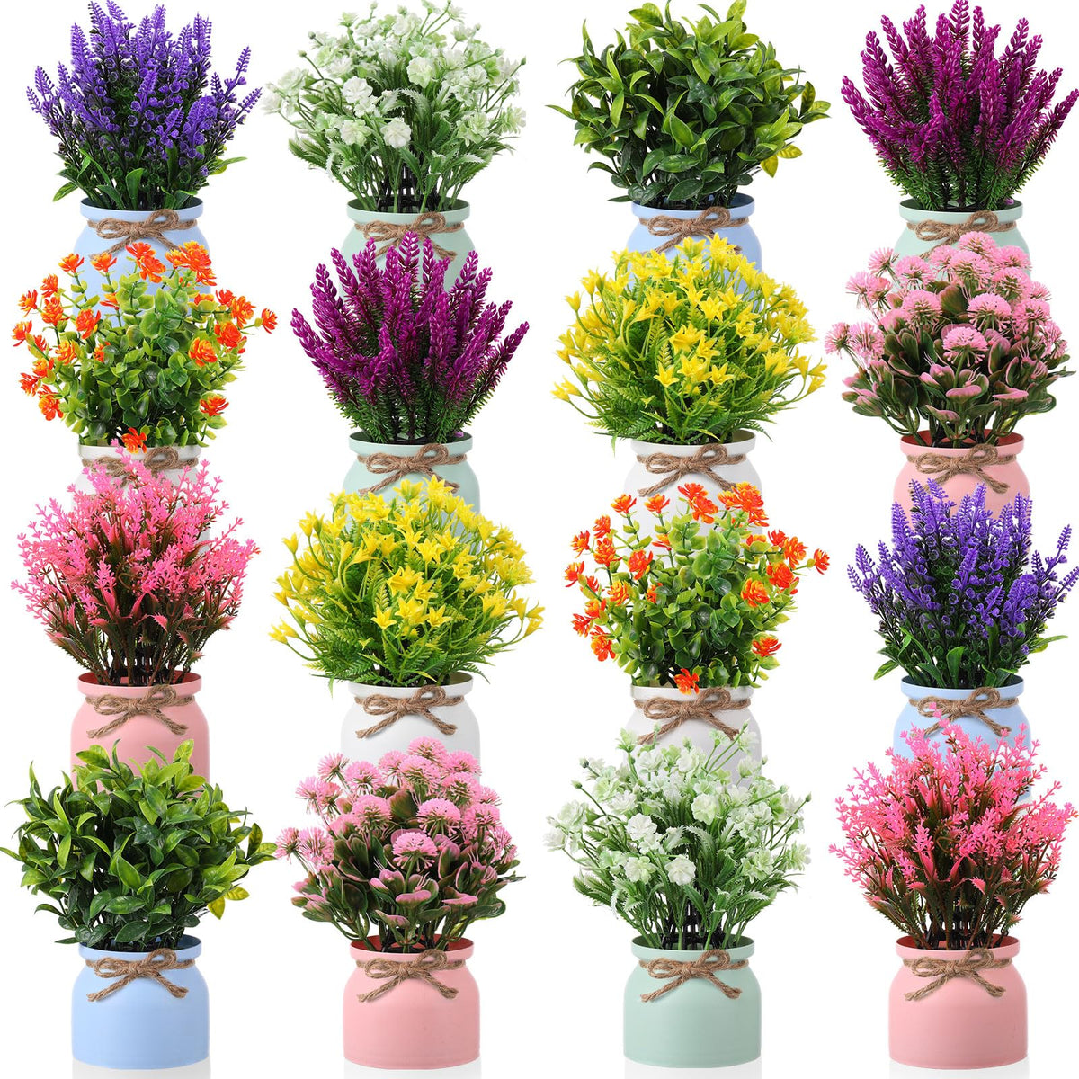 Cindeer 4 Pcs Large Artificial Potted Flowers Classic Potted Plants