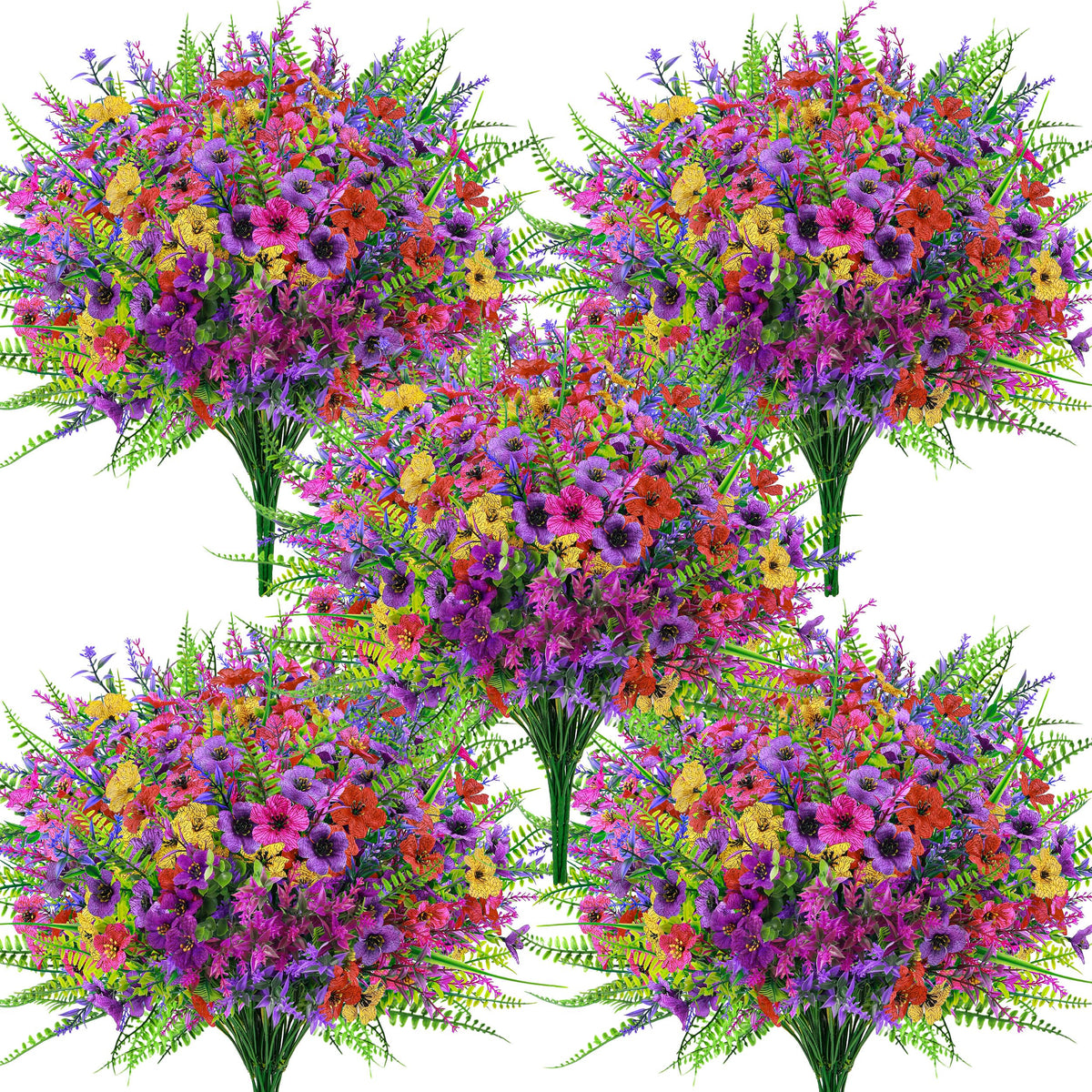 Der Rose 18Pcs Fake Flowers White Blooms and Eucalyptus for Spring Decor